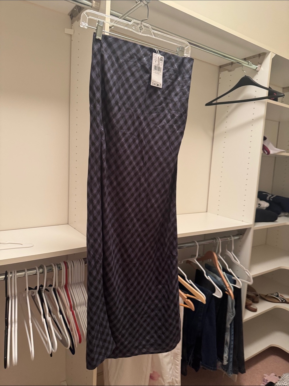 Women’s Plaid Maxi Skirt — Navy and Black